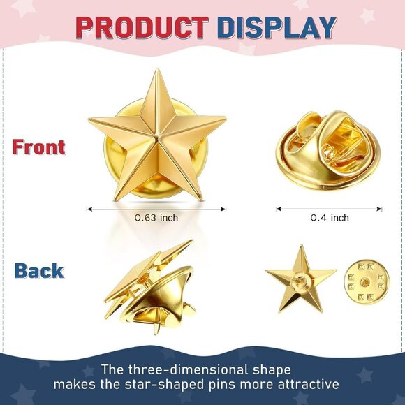 100 Pcs Star Pins Bulk Star Badge Lapel Pin Brooches for Memorial Day July of 4t - Picture 5 of 6